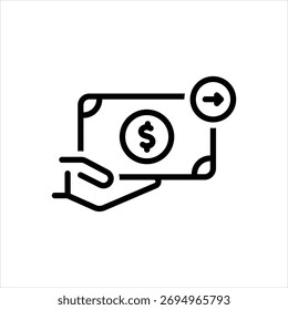 Ícone de linha de vetor para direito de pagamento