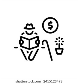 Vector line icon for pensioner