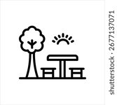 Vector line icon for picnic areas