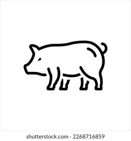 Vector line icon for pig