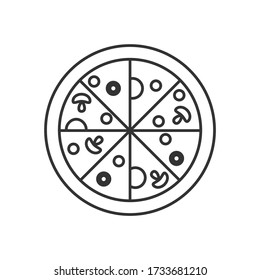 Vector line icon of pizza. Pizzeria illustration, logo design