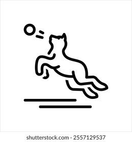 Vector line icon for playing with dog