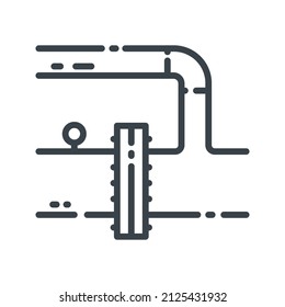 Vector line icon plumbing pipes isolated on transparent background.