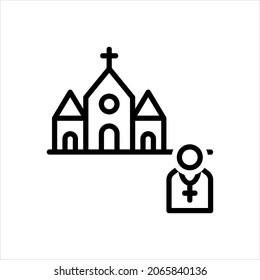 Vector line icon for priest