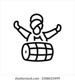 Vector line icon for punjabi folk dances