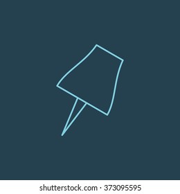 Vector Line Icon Of Push Pin. Eps-10.