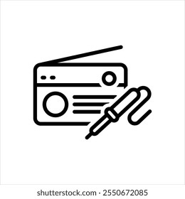 Vector line icon for radio repairing