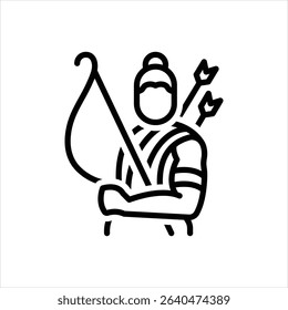 Vector line icon for ram navami