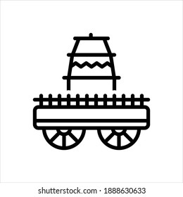 Icono de línea del vector para ratha yatra