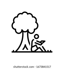 Vector line icon for read under tree