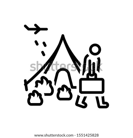 Vector line icon for refugee