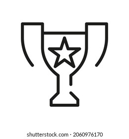 Premio Relacionado con Icono de Línea Vector, Copa, Ganador, Trofeo 