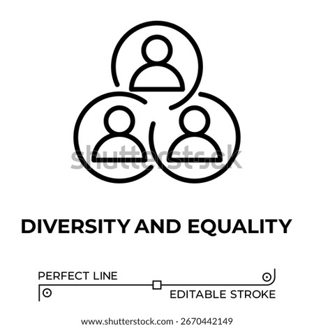 Vector line icon related to diversity and equality. Perfect Line. Editable Stroke.