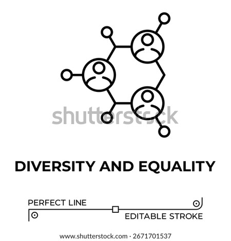 Vector line icon related to diversity and equality. Perfect Line. Editable Stroke.