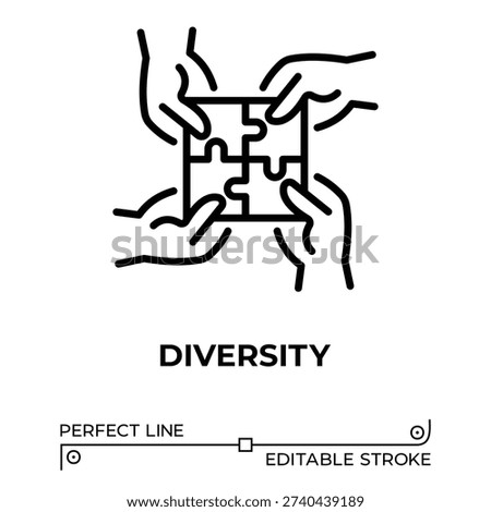 Vector line icon related to diversity and equality. Perfect Line. Editable Stroke