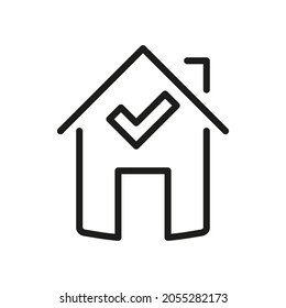 Vektorliniensymbol verwandtes Zuhause, Landhaus, Haus 