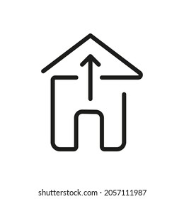 Vector Line Icon Related Home, Cottage, House, Building 