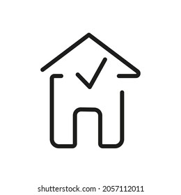 Vector Line Icon Related Home, Cottage, House, Building 