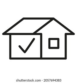 Vector Line Icon Related Home, Cottage, House, Building 