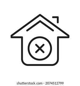 Icono de línea del vector, hogar relacionado, cabaña, casa, edificio