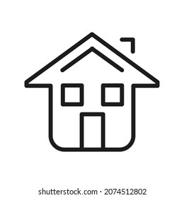 Icono de línea del vector, hogar relacionado, cabaña, casa, edificio