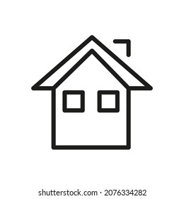 Icono de línea del vector, hogar relacionado, cabaña, casa, edificio