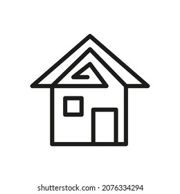 Vector Line Icon Related Home, Cottage, House, Building
