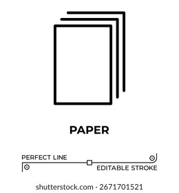 Vector line icon related to paper. Perfect Line. Editable Stroke.
