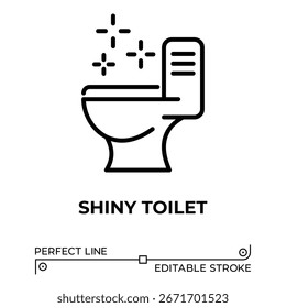 Ícone de linha de vetor relacionado ao vaso sanitário brilhante. Linha Perfeita. Traço editável.