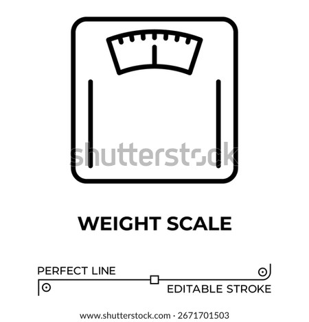 Vector line icon related to weight scale. Perfect Line. Editable Stroke.