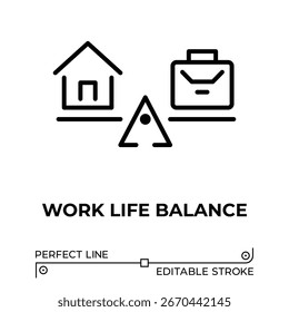 Ícone de linha de vetor relacionado ao equilíbrio da vida útil do trabalho. Linha Perfeita. Traço editável.