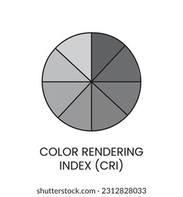 Vector line icon representing color rendering index, CRI.