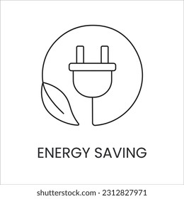 Icono de línea de vector que representa el ahorro de energía