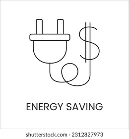 Icono de línea de vector que representa el ahorro de energía
