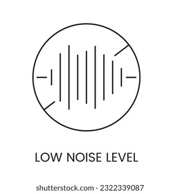 Vector line icon representing low noise level, indicating minimal sound emission or disturbance.