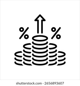 Icono de línea de Vector para aumentar los costos