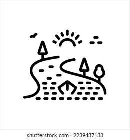 Icono de línea de vector para ríos