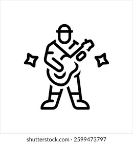 Vector line icon for rock player