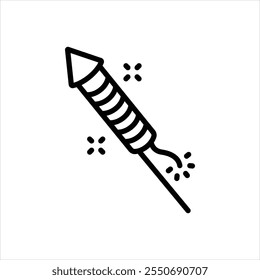 Vector line icon for rocket