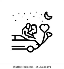 Vector line icon for romantic night