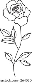 vector line icon of a rose. Beautiful flower. Spring garden.