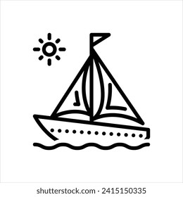 Vector line icon for sailboar