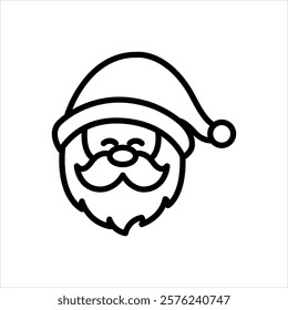 Vector line icon for santa claus