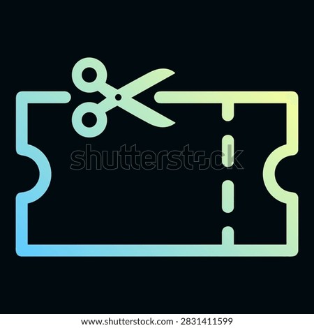 Vector line icon of scissors cutting a coupon with a gradient