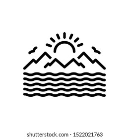 Vector line icon for sea landscape