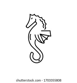 Vector line icon for seahorse