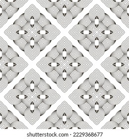 Vector Line Icon Seamless Pattern Isolated on White Background.