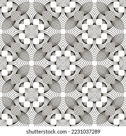 Vector Line Icon Seamless Pattern Isolated on White Background.