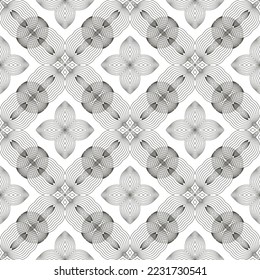Vector Line Icon Seamless Pattern Isolated on White Background.