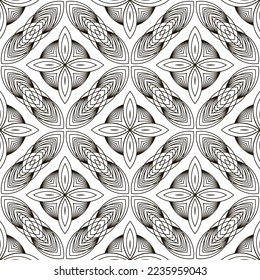 Vector Line Icon Seamless Pattern Isolated on White Background.